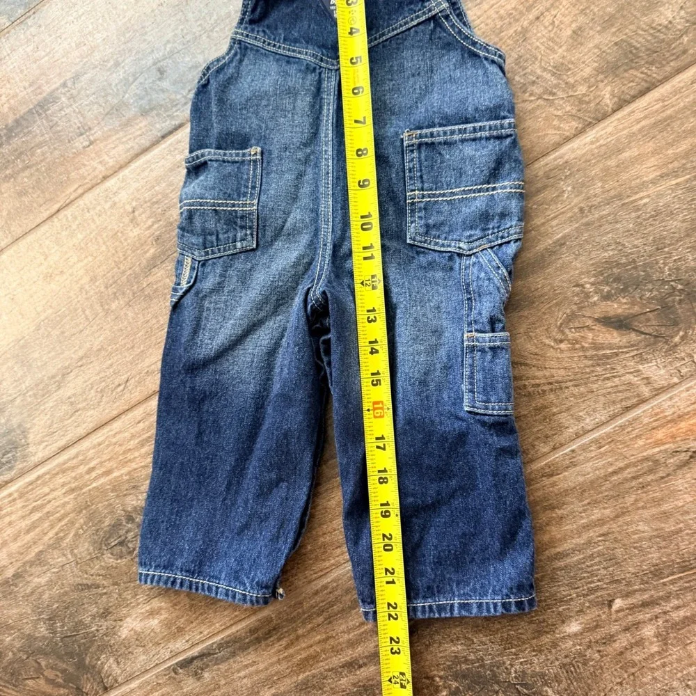 OshKosh B'gosh Kids Embroidered Logo Carpenter Denim Overalls, Blue, 18M